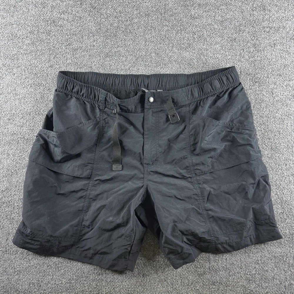 Eddie Bauer Cargo Shorts Mens XL Black Nylon Elastic Waist Pockets Outdoor
